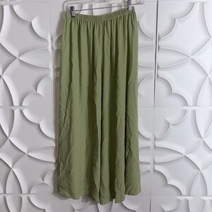 Eileen fisher 100% silk seersucker green mid skirt sz.  (86)